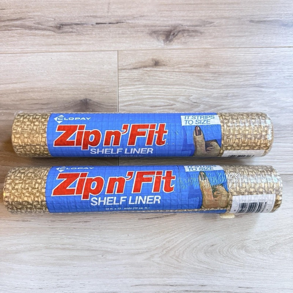 Zip-N-Fit 10 Ft By 12 Inches Brown Adhesive, Ribbed Drawer Liner New 2 Packs